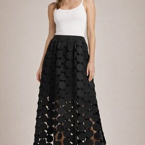 Cicy Bell Chic Black Circle Design Maxi Skirt